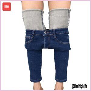 Fleece Lined Skinny Jeans Winter Thermal Jeggings Stretch Warm Pants